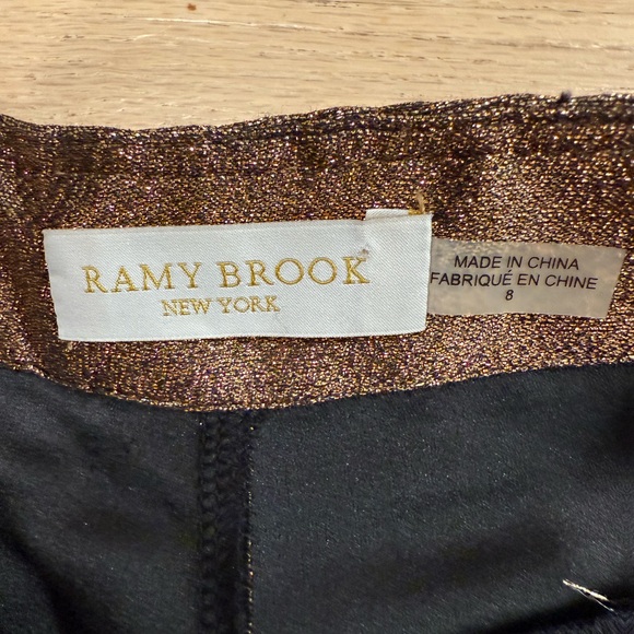 Ramy Brook Lucinda Gold Lame Metallic Skinny Ankle Zip Pants Size 8 EUC - Picture 5 of 8